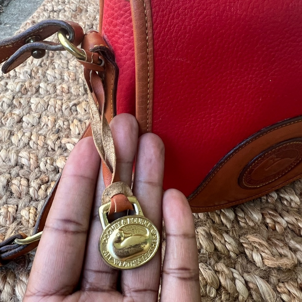 Dooney & Bourke Red and Tan saddle Crossbody Bag - Picture 5 of 14